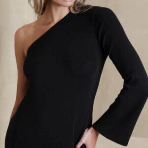 Banana Republic One Shoulder Black Sweater dress Medium